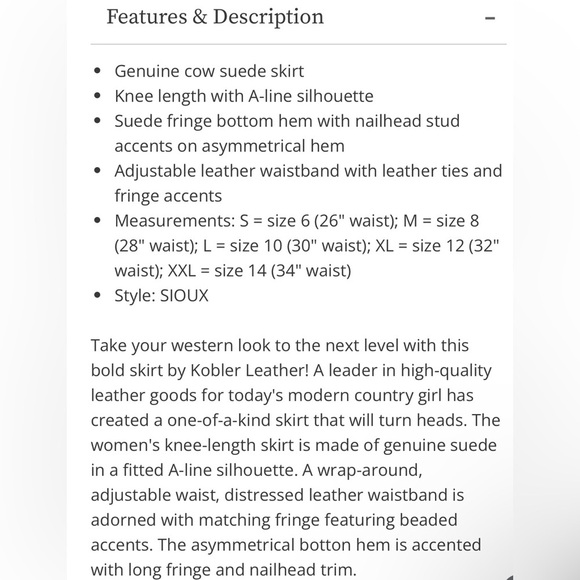 KOBLER LEATHER WOMEN'S LEATHER & FRINGE SIOUX SUEDE SKIRT Size M EUC - Picture 5 of 8